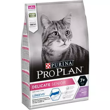 PRO PLAN Delicate Longevis Senior 7+Корм сух.индейка д/кошек с чувств.пищевар.3кг
