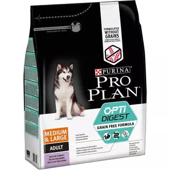PRO PLAN Grain Free Medium&Large Adult Корм сух.индейка д/собак средн.и крупн.пород 2,5кг