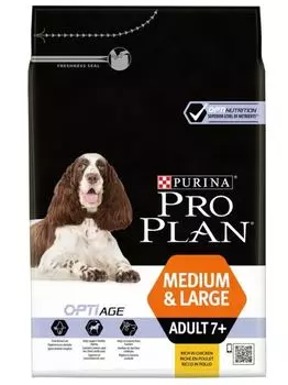 PRO PLAN Opti Age Adult 7+ Medium&amp;Large Корм сух.курица д/стареющих собак 3кг