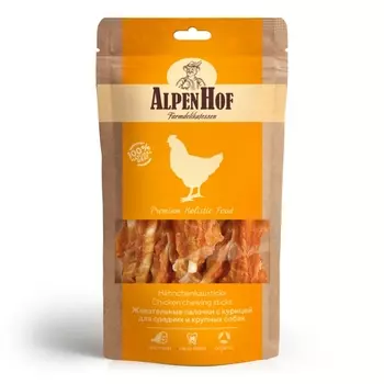 ЭКОПРОМ ALPENHOF Лакомства Жевательные палочки с курицей д/средних и крупных собак 80г