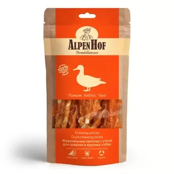 ЭКОПРОМ ALPENHOF Лакомства Жевательные палочки с уткой д/средних и крупных собак 80г