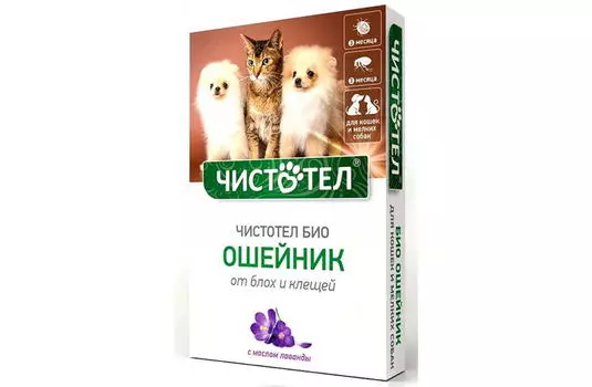 ЭКОПРОМ ЧИСТОТЕЛ БиоОшейник от блох и клещей с лавандой д/кошек и мелких собак 1шт/уп