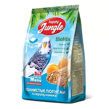 ЭКОПРОМ HAPPY JUNGLE Корм при линьке д/волнистых попугаев 500г
