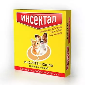 ЭКОПРОМ ИНСЕКТАЛ Капли от блох,клещей д/кошек и собак 2-4кг 1шт/уп