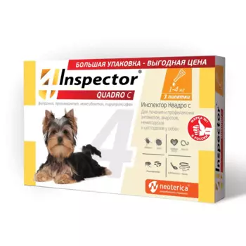 ЭКОПРОМ INSPECTOR QUADRO Капли от внешн.и внутр.паразит.д/собак от 1 до 4кг 3пип/уп