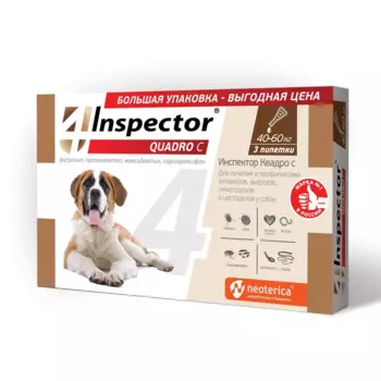 ЭКОПРОМ INSPECTOR QUADRO Капли от внешн.и внутр.паразит.д/собак от 40 до 60кг 3пип/уп