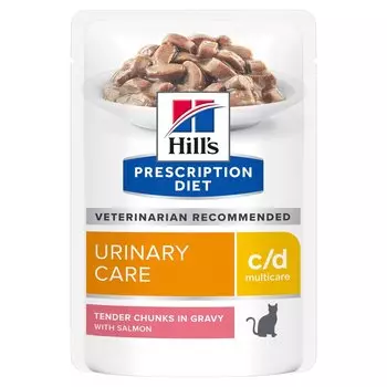 HILLS Diet C/D Urinary Multicare Корм влаж.диет.лосось проф.МКБ струвиты д/кошек пауч 85г