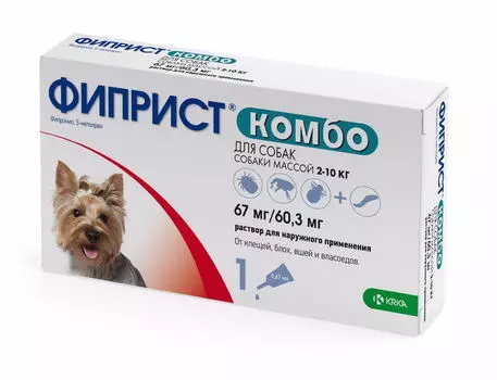 KRKA ФИПРИСТ Комбо Капли от блох,вшей,клещей,власоедов д/собак 10-20кг 1пип*1,34мл