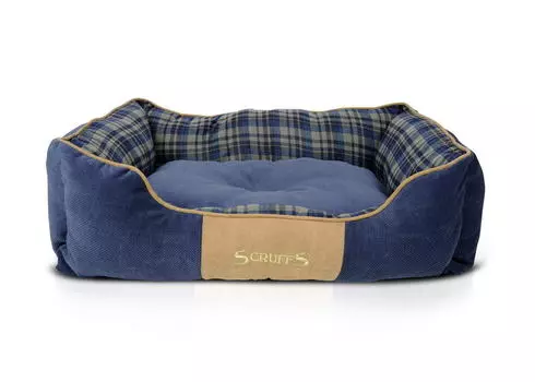 SCRUFFS Лежак для животных с бортиками "Highland", синий, 90х70x25см (Великобритания)