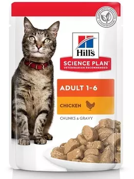 HILLS Science Plan Adult Chicken Корм влаж.курица д/кошек пауч 85г