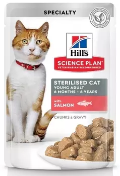 HILLS Science Plan Young Adult Sterilised Корм влаж.лосось д/стер.кошек до 7лет пауч 85г