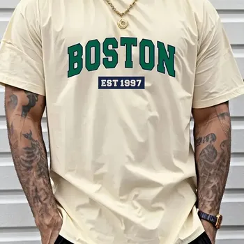 Boston EST1997 винтажная футболка унисекс из 100% хлопка с принтом, модная повседневная свободная летняя футболка из хлопка с короткими рукавами S