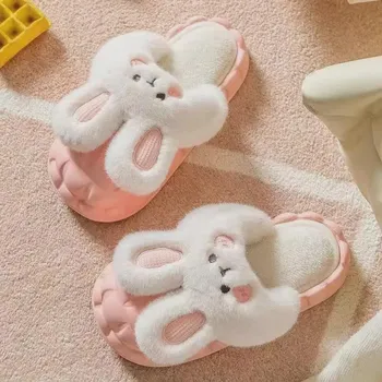 Waterproof Plush Cotton Slippers with Removable Soles for Couples 38-39 small fit