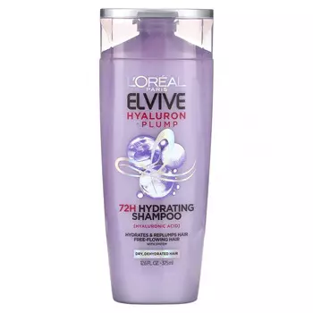 L'Oral, Elvive, Hyaluron + Plump, увлажняющий шампунь на 72 часа, для сухих и обезвоженных волос, 375 мл (12,6 жидк. Унции)