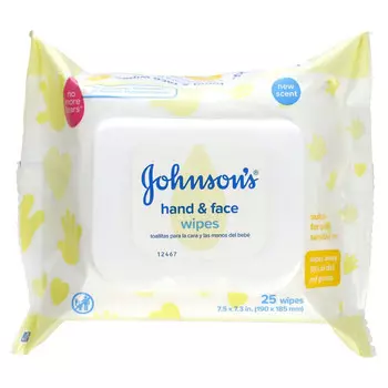 Johnson & Johnson, Салфетки для рук и лица, 25 салфеток