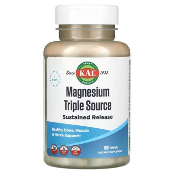 KAL, Магний Triple Source SR, 500 мг, 100 таблеток