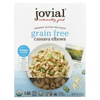 Jovial, органическая беззерновая паста из кассавы, рожки, 227 г (8 унций)