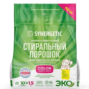 SYNERGETIC Стиральный порошок для цветного белья COLOR 1500.0
