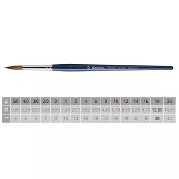 Кисть колонок №18 круглая Escoda "Optimo 1210" короткая ручка синяя