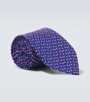 Шелковый галстук с принтом Charvet, Blue Pink Dots