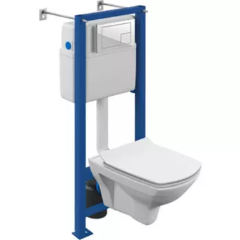 Комплект унитаза Cersanit Carina XL Co Dpl Eo slim микролифт, инсталляция Vector, кнопка белая (64119)