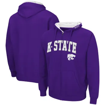 Мужская фиолетовая толстовка с молнией во всю длину Kansas State Wildcats Arch & Logo 3.0 Colosseum