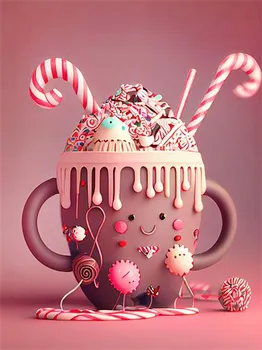 Коллекция алмазной живописи. Торт, чашка, полная квадратная/круглая вышивка. Еда, пейзаж, мозаика. 5d. Сделай сам. Домашний декор. Full Round 20x30CM