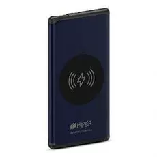 Аккумулятор внешний универсальный HIPER NANO V DARK BLUE с беспроводной зарядкой Li-Pol 5000 mAh QI 5W 2.4A 1xUSB 1xType-C, синий