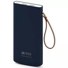 Аккумулятор внешний универсальный HIPER TRAVEL 10K Li-Pol 10000 mAh Soft-touch 2.4A+1.5A 2xUSB 1xType-C, синий