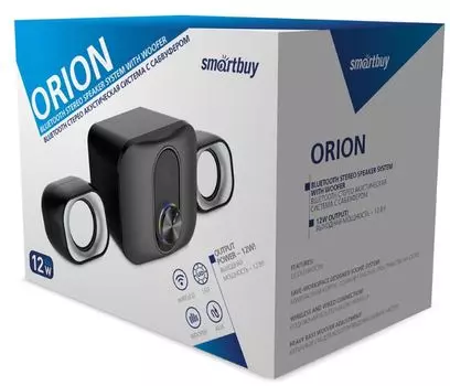 Акустическая система SmartBuy Orion SBA-4400 2.1, Bluetooth, 12Вт, LED-подсветка, черная (1/16)