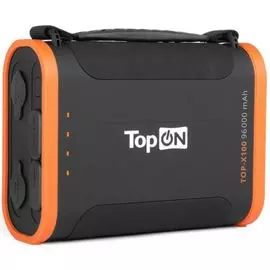 Аккумулятор внешний TopOn TOP-X100 черный, 96000mAh USB-C PD3.0 60W, USB1 QC3.0, USB2 12W, 2 авторозетки 180W, фонарь, защита от пыли и брызг