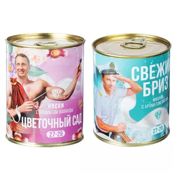 Носки муж. с ароматом в банке, р 41-43, 9,5х7,6 см, х/б 80%, полиамид 15%,эластан 5%, металл,арт Г
