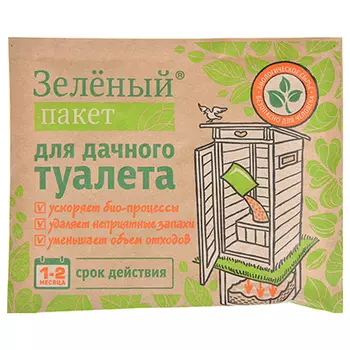 Пакет зеленый для дачного туалета 112, 30гр, порошок