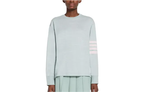 Футболка с круглым вырезом и длинными рукавами 4-Bar THOM BROWNE, зеленый