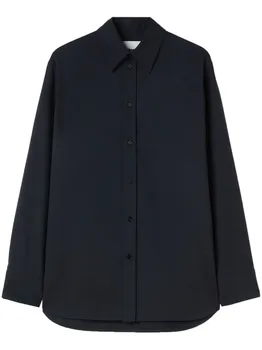 Jil Sander шерстяная рубашка с длинными рукавами, синий