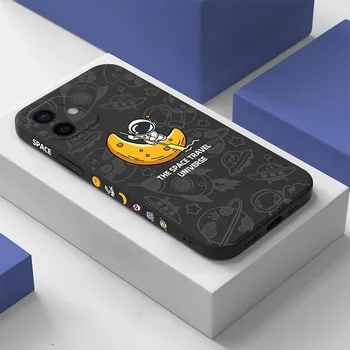 Astronaut Creative Cute Case для iPhone 16 Pro Max 15 Pro 14 13 12 11 XS Max XR X 8 7 Plus Противоударный силиконовый чехол для телефона iPhone 13 темно-зеленого