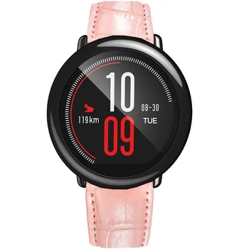 Качественный кожаный ремешок для часов Huami Amazfit PACE GTS GTR 4 3 Pro 2 mini bip Stratos 2 2S 3, сменный ремешок Band width 20mm белый