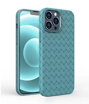 Ультратонкий чехол для телефона из плетеной кожи для Iphone 14 12 11 13 Pro Max Xr X Xs 7 8 Plus, мягкий чехол из ТПУ For 7 Plus 8 Plus чёрный