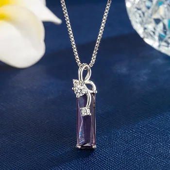 SACE GEMS Медный сплав Циркон женский кулон ожерелье модный подарок синий