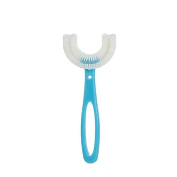 U Shaped Toothbrush Soft Cleaning Silicone Brush Head Kids Oral Teeth Cleaning Bathroom Accessories 90mm синий