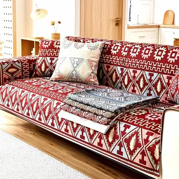 Four Seasons Universal Non-Slip Pure Cotton Fabric Cushion Simple Modern Leather Sofa Cover Cover ClothSofa Cushion Cotton 70x90