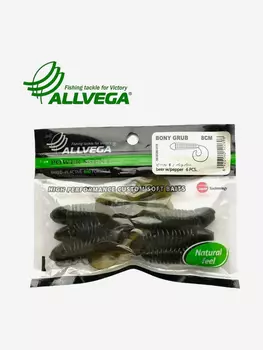 Приманка съедобная ALLVEGA "Bony Grub" 8см (6шт.), Зеленый