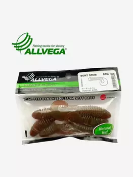 Приманка съедобная ALLVEGA "Bony Grub" 8см (6шт.), Коричневый