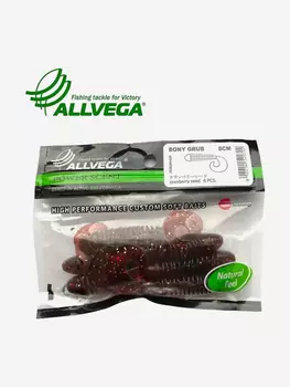 Приманка съедобная ALLVEGA "Bony Grub" 8см (6шт.), Красный