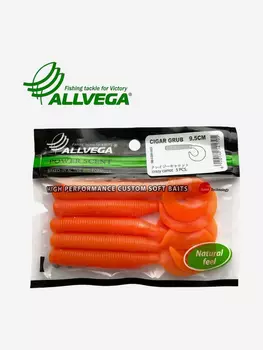 Приманка съедобная ALLVEGA "Cigar Grub" 9,5см (5шт.), Оранжевый