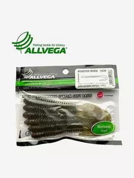 Приманка съедобная ALLVEGA "Monster Worm" 10см (6шт.), Зеленый