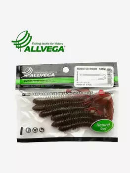 Приманка съедобная ALLVEGA "Monster Worm" 10см (6шт.), Зеленый