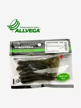 Приманка съедобная ALLVEGA "Monster Worm" 10см (6шт.), Зеленый