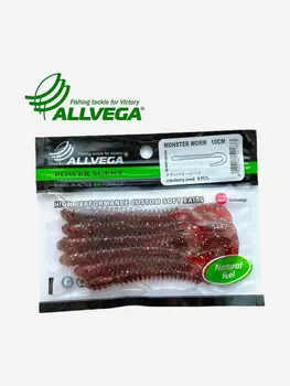 Приманка съедобная ALLVEGA "Monster Worm" 10см (6шт.), Красный