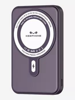 Повербанк с беспроводной зарядкой для телефона KEEPHONE Snap Charger / Быстрая зарядка аккумулятора: 5000 мАч, подставка-Фиолетовый, Фиолетовый
